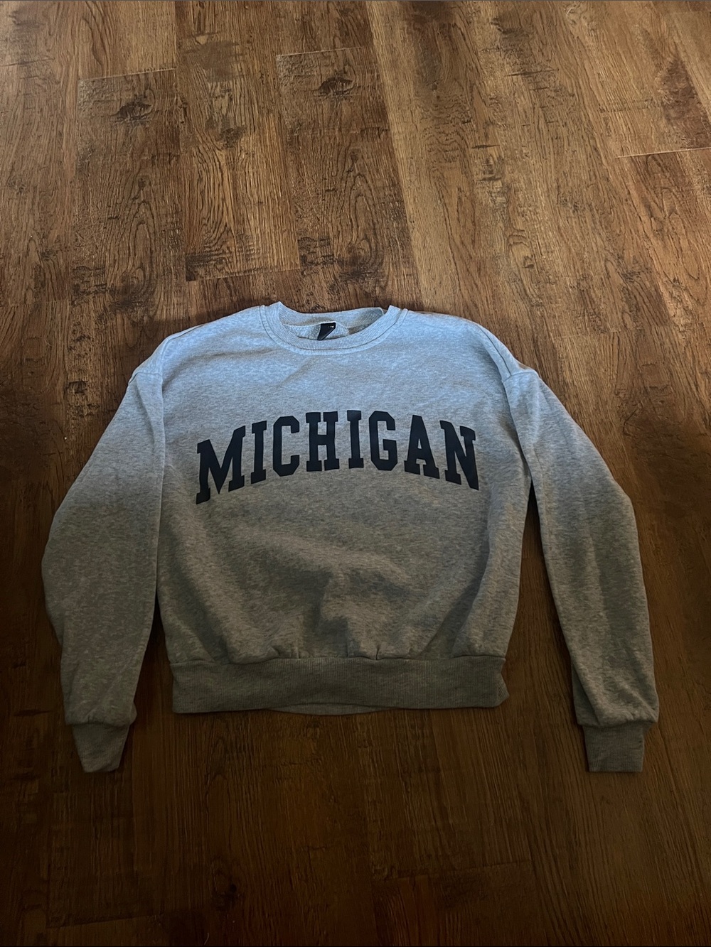 SHEIN Grey Crewneck Sweatshirt with Navy Lettering
